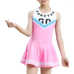 Girl Dresses Kids Girls Cheerleading Uniform Suit Fancy Dress Outfit Tops With Skirt Socks Set Encourage Cheerleader Carnival Sports Costume
