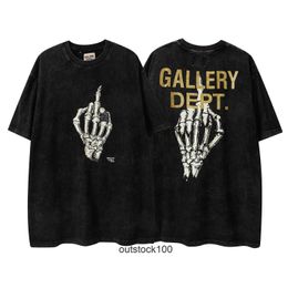 Gallerry Deept High end designer T shirts for bronzing letter skeleton hand bone print mens and womens Casual Short Sleeve T-Shirt With 1:1 original labels