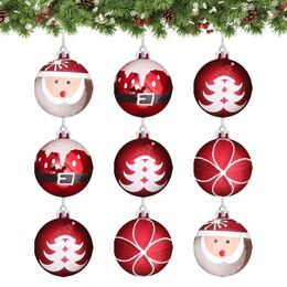 Party Decoration Christmas Ball Electroplated Plastic 9Pcs Hand Painted Tree Ornament Set Pendant House