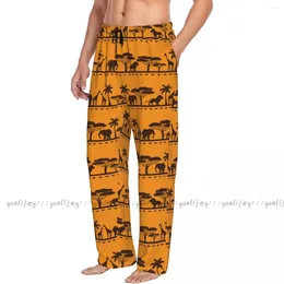 Men's Sleepwear African Ethnic Animal Pattern Mens Pajamas Pyjamas Pants Lounge Sleep Bottoms