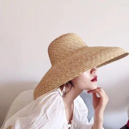 Wide Brim Hats Elegant Dome Bell Shaped Straw Lady Summer Sunshade Concave Beach Hat