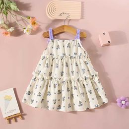 Girl's Dresses Summer new baby girls dress Halter Flower embellished pleated Lace Cake Layer flower Sweet Princess dress Birthday party dress