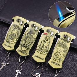 Cl508-2 Metal Multi-Function Windproof Gas Unfilled Lighter Creative Bottle Opener Jet Flame Cigarette Lighter Wholesale