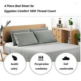 Bedding Sets Luxury 4Pcs Complete Set Duvet Cover With Bed Sheet&2 Pillow Cases Grey Simple Egyptian Comfort 1800 Count Sheet