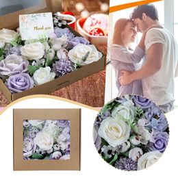 Decorative Flowers Valentine's Day DIY Soap Flower Gift Rose Box Bouquet Wedding Home Festival Hanging Baskets For Outside Artificial