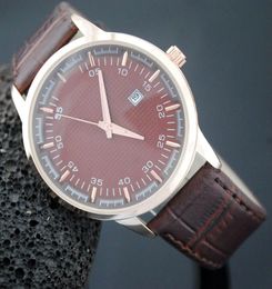 Brand Men039s Leather strap Date Calendar quartz wrist Watch AR 363223868707