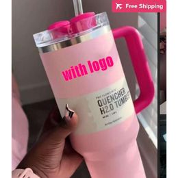 Dhl Pink Flamingo Mugs New 40oz Tumbler with Handle Insulated Tumblers Lids Straw Stainless Ste stanliness standliness stanleiness standleiness staneliness Y1FM