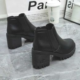 Boots Autumn Women Platform Shoes Thinken Heel Chunky Sneakers Black Punk Height Increasing Botas De Mujer H240516