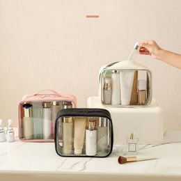 Cosmetic Bags Transparent Large Capacity Toiletry Kit Fashion PVC Travel Makeup Bag Portable