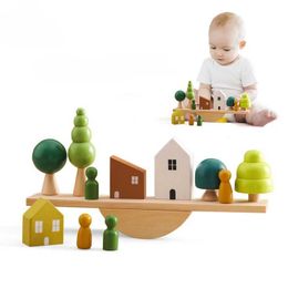 Kitchens Play Food Montessori sensory toys baby forest houses stacked toys replica blocks forest blocks early childhood education games gifts S24516