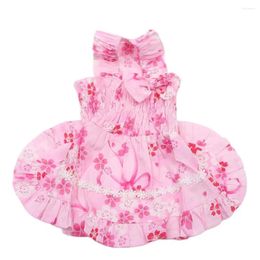 Dog Apparel Princess Cat Dress Floral Design Pet Puppy Skirt Spring/Summer Clothes Outfit