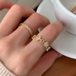 Cluster Rings Arrival 925 Sterling Silve Zircon Hollowing Out Ring For Women Girl Golden Fashion Engagement Jewellery Gift Drop