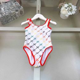 Top kids one-pieces Swimsuit Red edging girls swimwear size 80-150 CM Summer child Beach Bikinis Designer Children Swimwears 24May