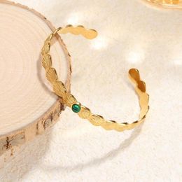 Bangle Chic Design Vintage Round Emerald Cubic Zirconia Rib For Women Waterproof Jewellery