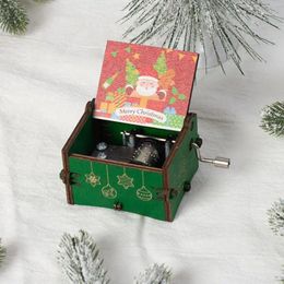 Decorative Figurines Retro Christmas Music Box Hand-Cranked Carved Wooden Engraved Musical Boxes For Mother's Day Father's Weddings
