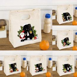 Storage Bags Alphabet Fresh Cooler Thermal Insulated Lunch Bag Women Bento Box Totes Picnic School Food Handbags Christmas Gifts