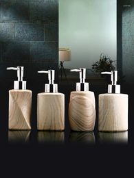 Liquid Soap Dispenser Shampoo Bottle Pump Spray Ceramics Portable Wood Grain Shower Gel Kitchen El LY61