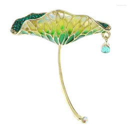 Brooches Creative Women Men Enamel Lotus Leaf Heart Crystal Badges Jewelry Classic Lady Elegant Suit Office Accessories Pins