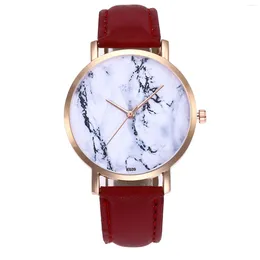 Wristwatches 1 Pc Ladies Luxury Watch Vintage Stone Stripe Dial Fashion Frosted Leather Strap Quartz Wrist Watches Zegarek Damskie Elegancki