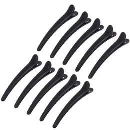 Hair Clips Barrettes 10 professional hair salon clips black plastic single fork DIY crocodile clip care styling tool