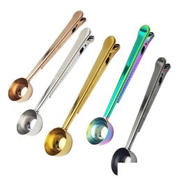 Coffee Scoops Measuring Spoon With Sealing Clip Kitchen Baking Scale Milk Powder Round Drop Delivery Home Garden Dining Bar Coffeewar Dhzna