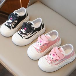 Girls Canvas Cute Cartoon Kuromi Casual Shoes for Kids 212Y Child Antislip Breathable Outdoor Student Sport 240426