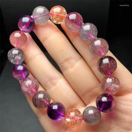 Decorative Figurines 12MM Natural Super Seven Quartz Bracelet Fashion Energy Stone Reiki Healing Crystal Strand Yoga Gift 1PCS