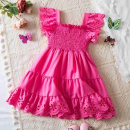 Girl's Dresses Cute Baby Girl Summer Dress New Girl Clothing Ruffle Sleeves Princess Frog Hollow Fashion Birthday Party Childrens Dress WX