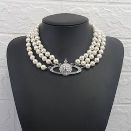 Designer multistrato perle orbita orbita collana retrò catena clavicola squisita collane perla collane da donna collane per feste di nozze