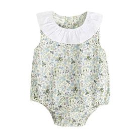 Rompers Sanlutez Summer Cotton Baby Clothing Urocze bez rękawów Baby Tightl240514L240502