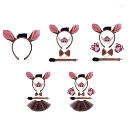 Clothing Sets Pig Costume Accessories Set Fuzzy Warthogs Ear Headbands Bowtie Snout Skirt Glove And Tail Piglets