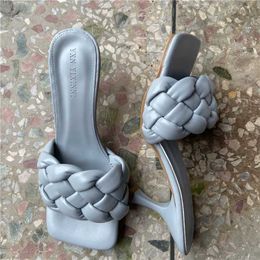 Slippers 2023 Luxury Design Slide Womens 7cm High Heel Shoes Mule fetish Summer Sandals Low Boots Slide Cheap Platform Stripping Dance Blue Shoes Q240515