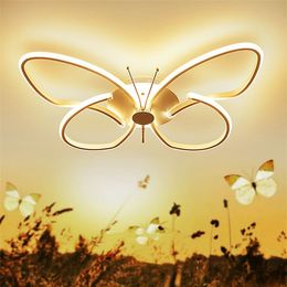 Nordic Creative Aluminium Pokój w kształcie sufitu Lekko Butterfly 36W LED ciepłe życie Kontrola Kids 'White Lampa 22W White Lampa Hvamu