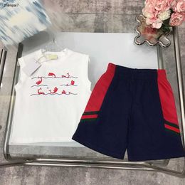 Top designer KIds Clothes Child Sets Newborn baby products Size 100-150 CM 2pcs Fish Jump Printed Sleeveless T-shirt and Shorts July17