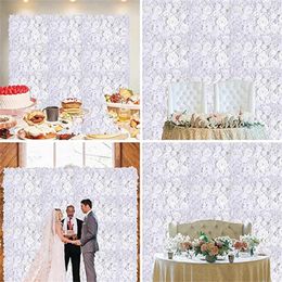 Decorative Flowers 40X60CM White Silk Rose Backdrop Flower Wall For Wedding Decoration Home Party Birthday Christmas Baby Shower Decor