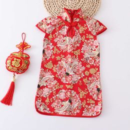 Casual Dresses for Kids 2024 Summer Spring Chinese Style Girls Cheongsam Baby Princess Dress Teenager Costume L2405