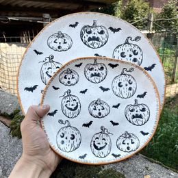 Plates Underglaze Coloured Ceramic Hand-painted Pumpkin Plate Ins High Aesthetic Halloween Fruit Cake Vegetable