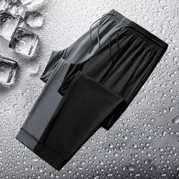 Men's Pants Men Casual Trousers Quick-drying Ice Silk Sport With Wide Leg Side Pockets For Gym Training Jogging Comfort