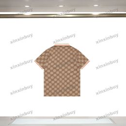 xinxinbuy Men designer Tee t shirt 2024 Italy Double letter jacquard fabric fabric short sleeve cotton women black blue Khaki Apricot green M-2XL