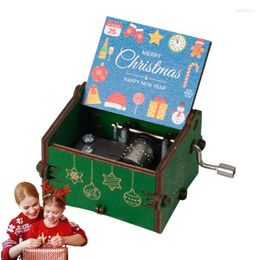 Decorative Figurines Hand Crank Music Box For Christmas Merry Hand-cranked Jingle Bells Pendulum Wooden
