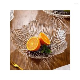 Plates 1pc Trim Serving Tray Simple And Luxurious Fruit Plate Household Transparent Living Room Candy Servers