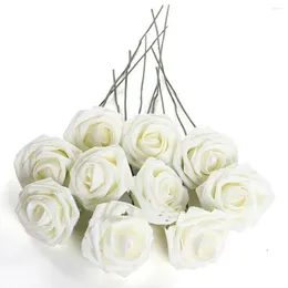 Decorative Flowers Pack Of 50 PE Foams Rose Artificial Flower Crafting Bouquet Handmade Fake Wedding Decorations Presents