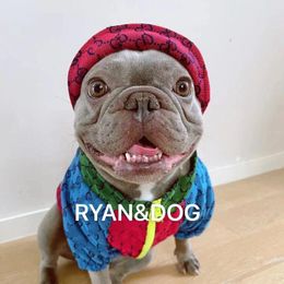 Dog Apparel Pet Hat Pool Autumn And Winter Denim Cat Colour Block Shade Going Out Cute Small Medium-Sized Factory Dir