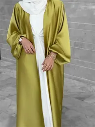 Ethnic Clothing Eid Dubai Satin Kimono Abaya Luxury Kaftan Muslim Arabic Abayas For Women Dresses Robe Femme Musulmane Caftan Islamic