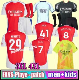 Fan Player Versione Smith Rowe Rice Soccer Maglie Havertz G. Jesus Saka 2024 2025 Odegaard Martinelli Saliba Arsen 23 24 25 Shirt da calcio uomini bambini 3xl 4xl