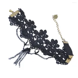 Charm Bracelets Black Cuff Lace Tassel Chain Handcraft Adjustable Armlet Bracelet