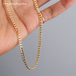 14K Gold Filled Curb Chain Necklace Boho Choker Dainty Chain Necklace Minimalist Jewellery Tarnish Resistant 3MM Chain Necklace 240509