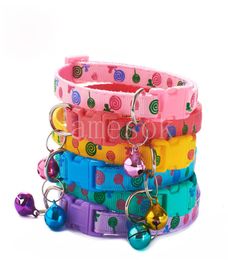 Lollipop Pets Collars Nylon Small Dog Adjustable Puppy Bell Snap Buckle Kitten Cat Collar Six Colors 6 color Pet Supplies DB9958146048