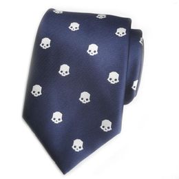 Bow Ties White Skull Pattern Navy Game Theme Necktie Tie Men Fancy