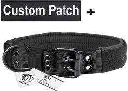 FML Pet Military Tactical Necklace Nylon Adjustable Personalised Dog Collar for Service Dogs Custom Patches Id Tag Training Y200515955065